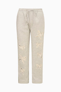 Love Shack Fancy Elma Lace Bow Sweatpants