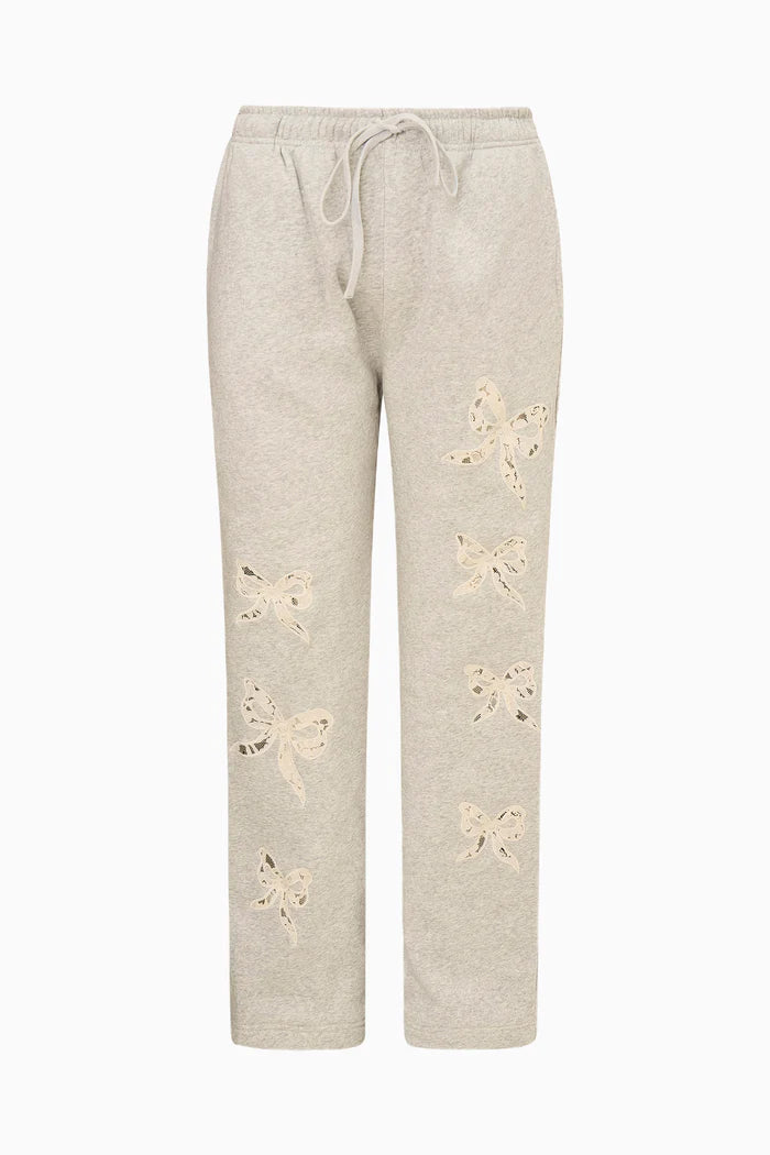Love Shack Fancy Elma Lace Bow Sweatpants