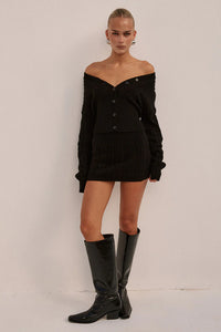 Runaway The Label Emilia Knit Top & Mini Skirt Set in Black