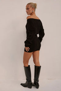 Runaway The Label Emilia Knit Top & Mini Skirt Set in Black