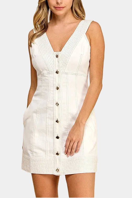 Emmy Denim V-Neck Mini Dress