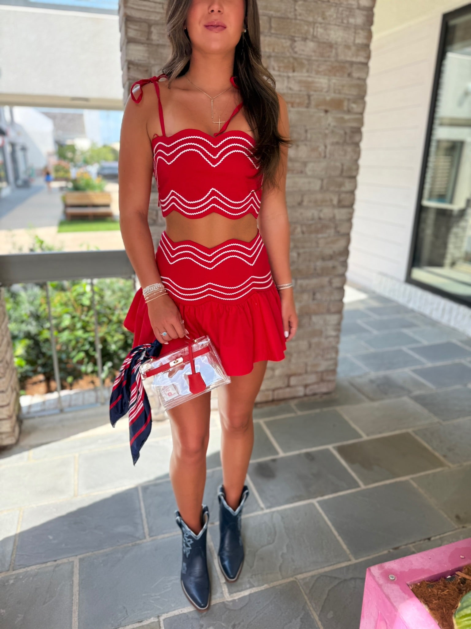 Lila Ruffle Skort Set in Red