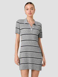 French Connection Mason Knit Varsity Stripe Polo Mini Dress