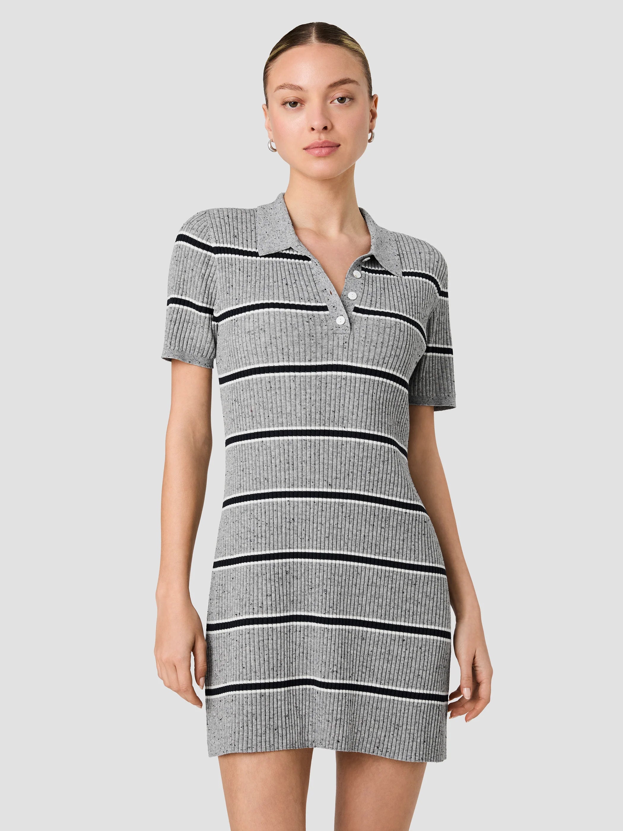 French Connection Mason Knit Varsity Stripe Polo Mini Dress
