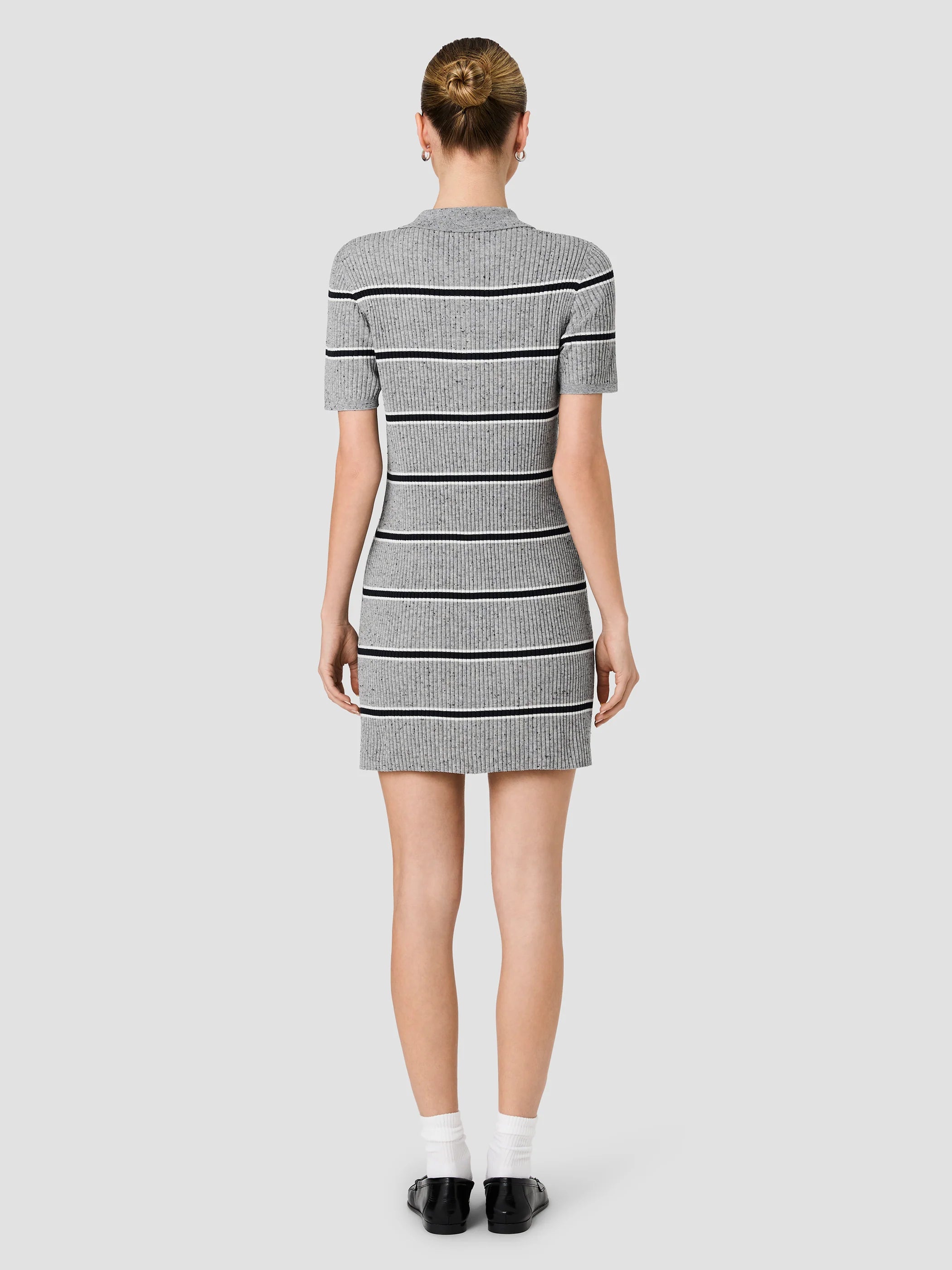 French Connection Mason Knit Varsity Stripe Polo Mini Dress
