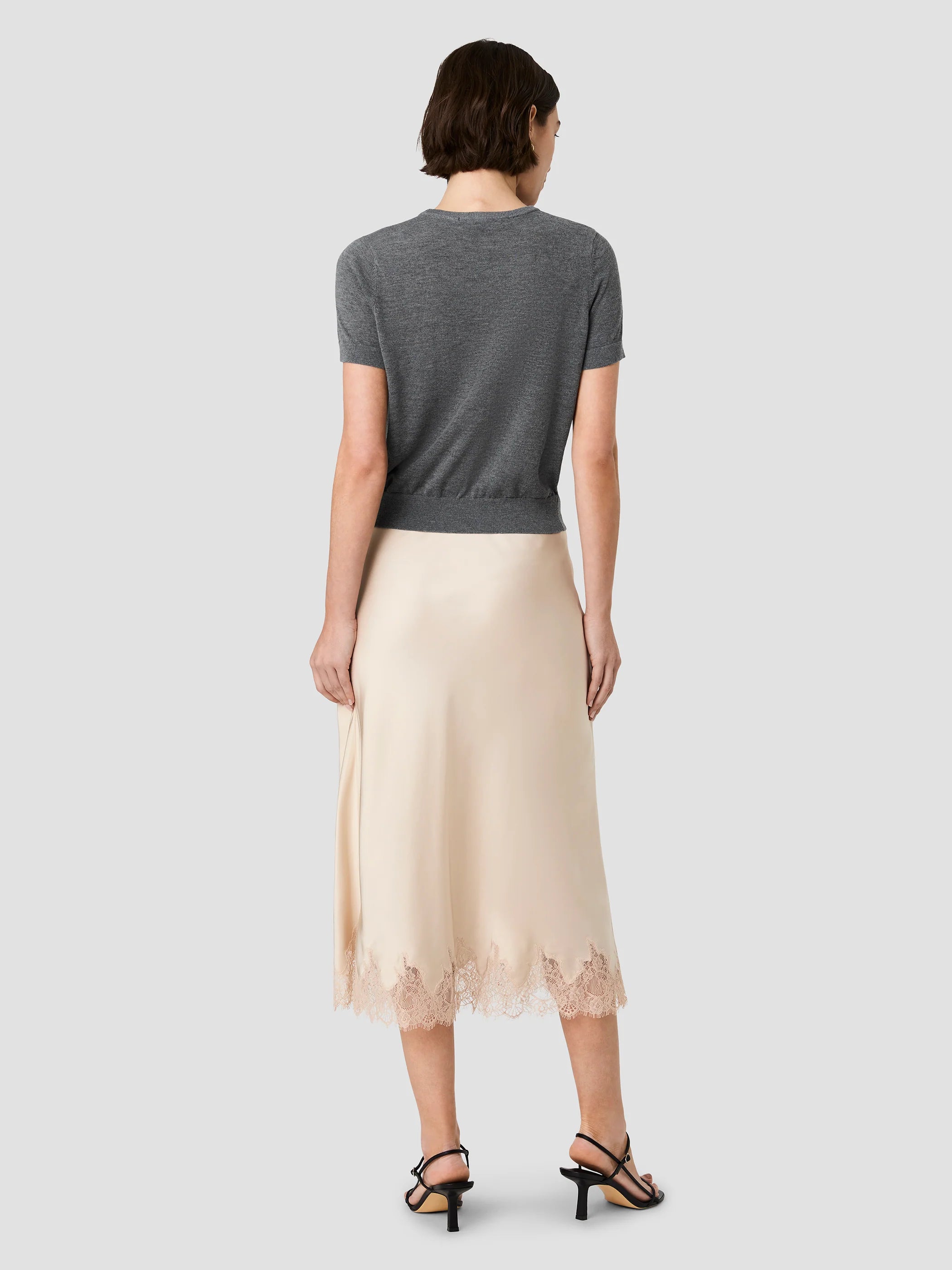 French Connection Ennis Lace Satin Midi Skirt