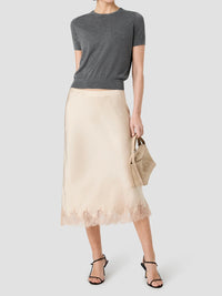 French Connection Ennis Lace Satin Midi Skirt