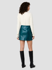 French Connection Faux Croc Leather Mini Skirt in Deep Teal