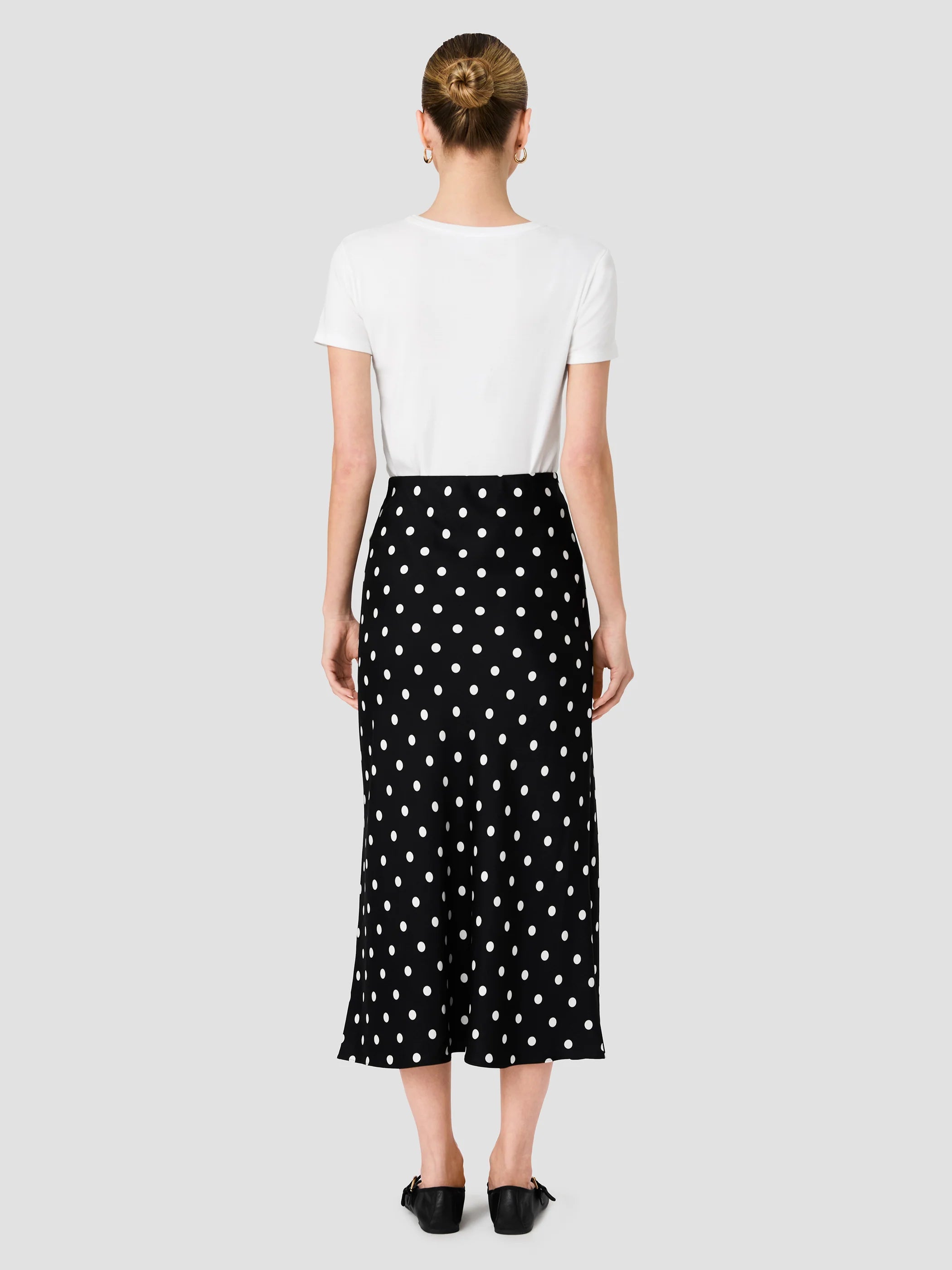 French Connection Ennis Satin Polka Dot Midi Skirt