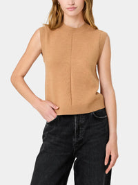 French Connection Babysoft Tick Crew Neck Top in Camel