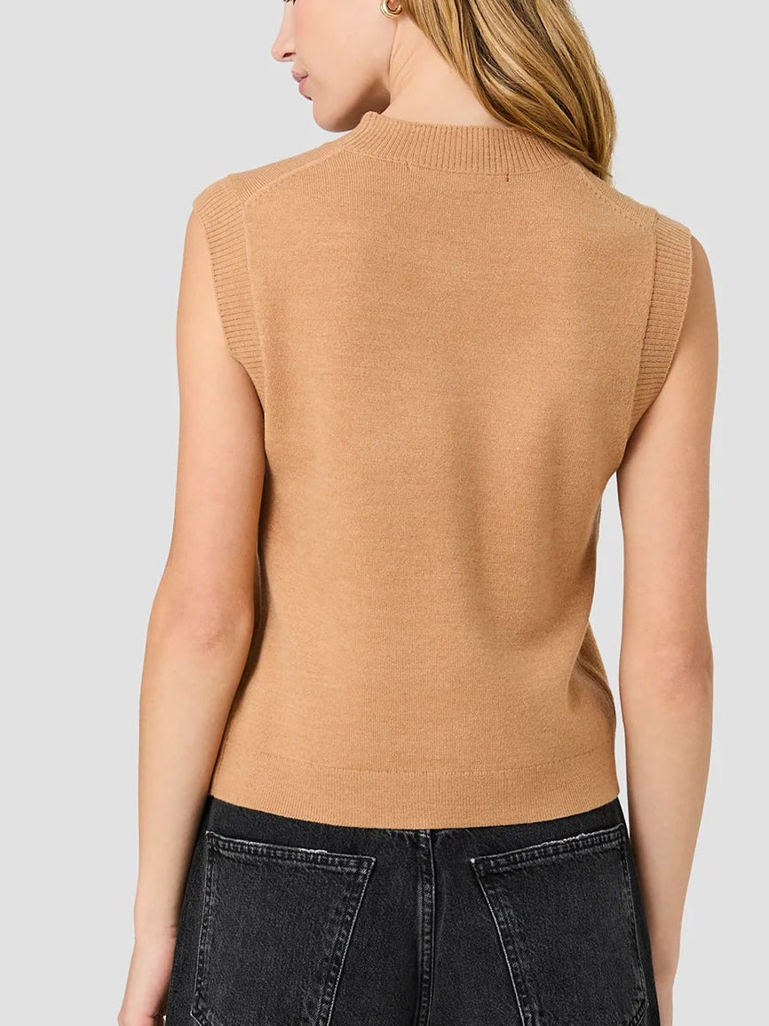 French Connection Babysoft Tick Crew Neck Top in Camel