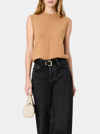 French Connection Babysoft Tick Crew Neck Top in Camel
