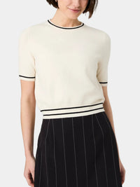 French Connection Babysoft Short Sleeve Rib Stripe Top