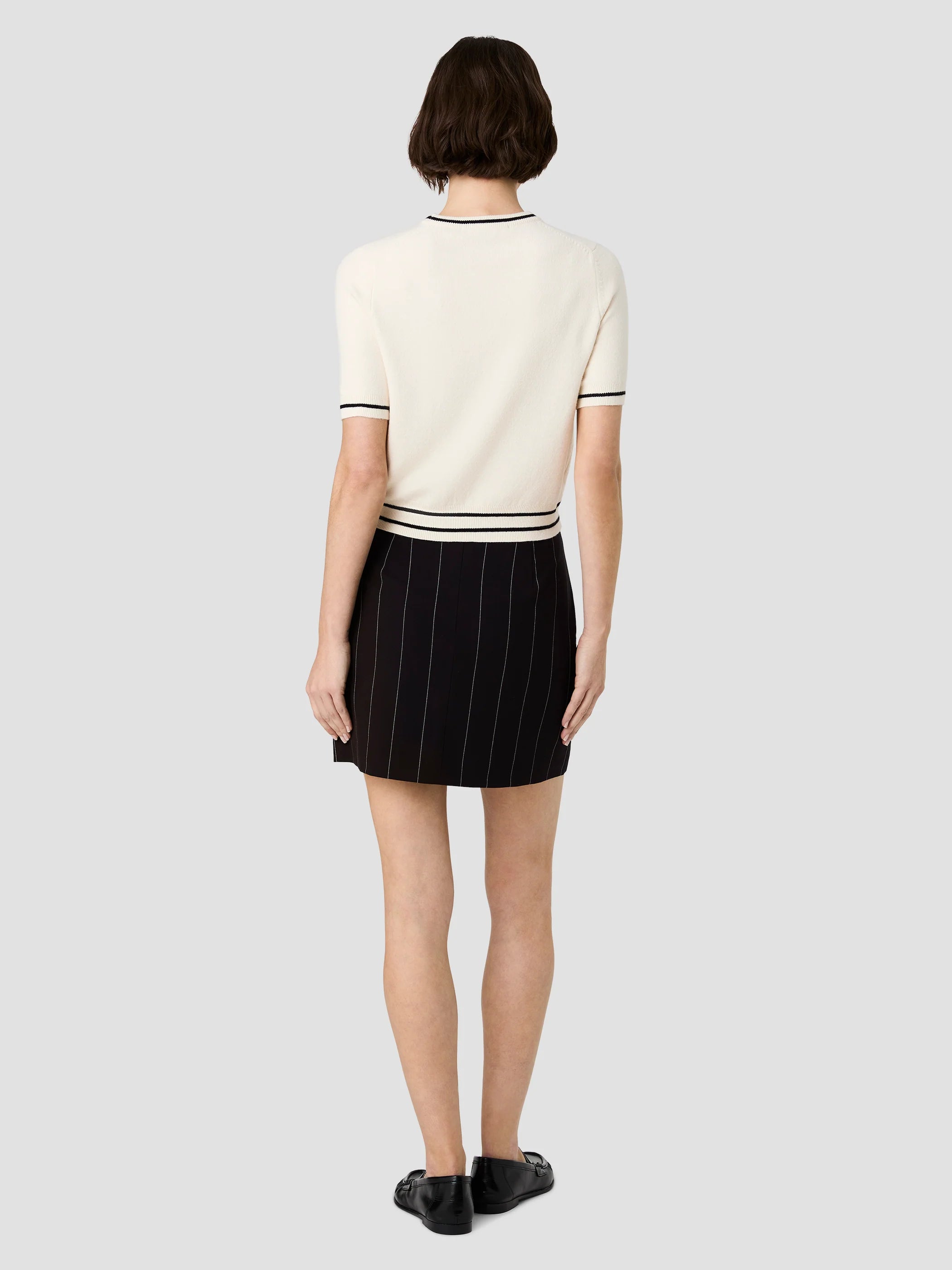 French Connection Babysoft Short Sleeve Rib Stripe Top