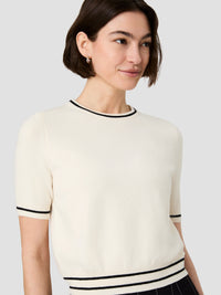 French Connection Babysoft Short Sleeve Rib Stripe Top