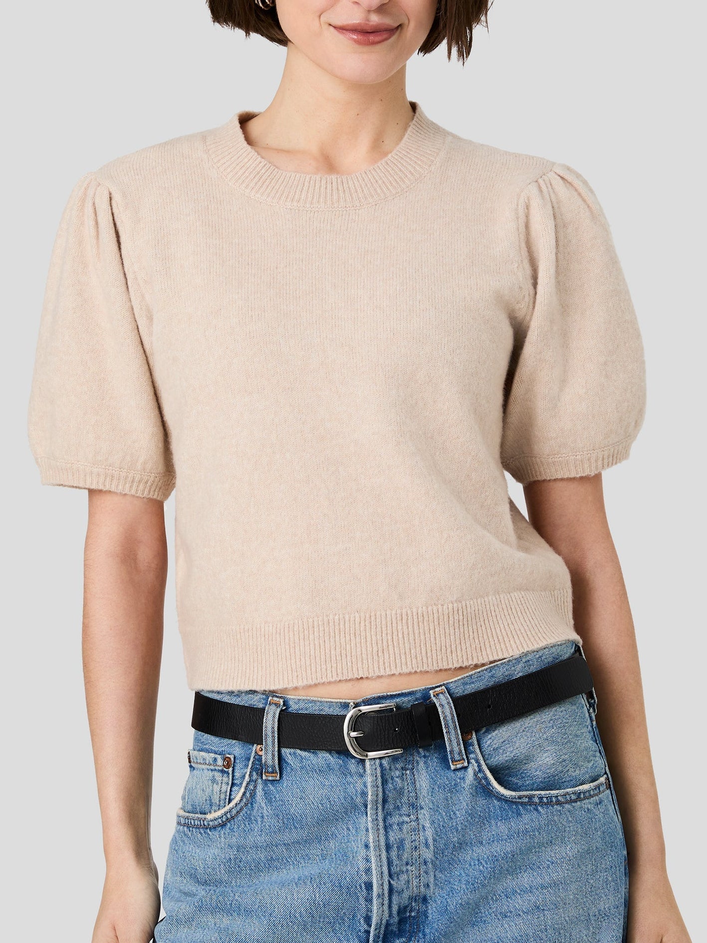 French Connection Yulia Knit Puff Sleeve Top