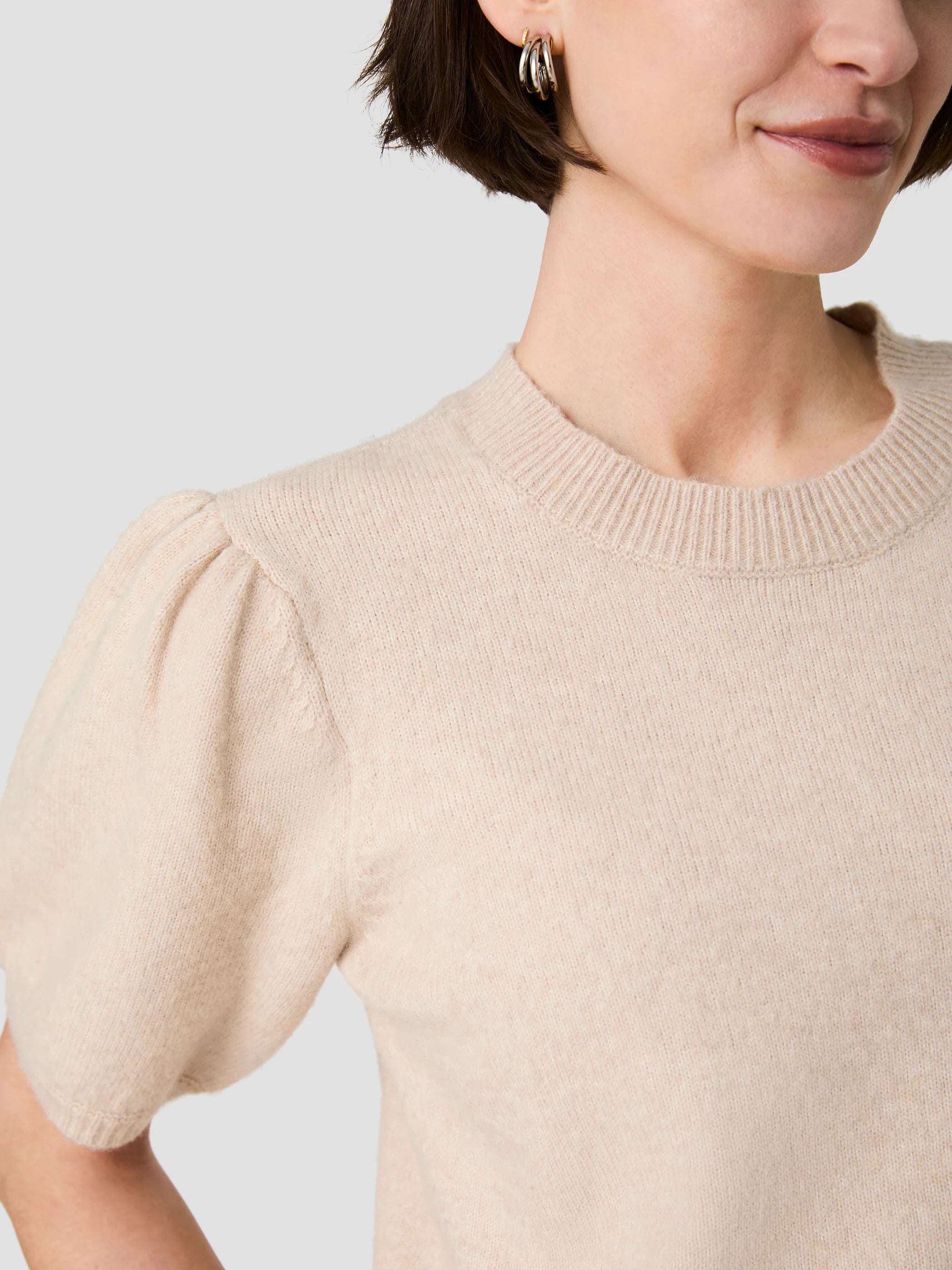 French Connection Yulia Knit Puff Sleeve Top