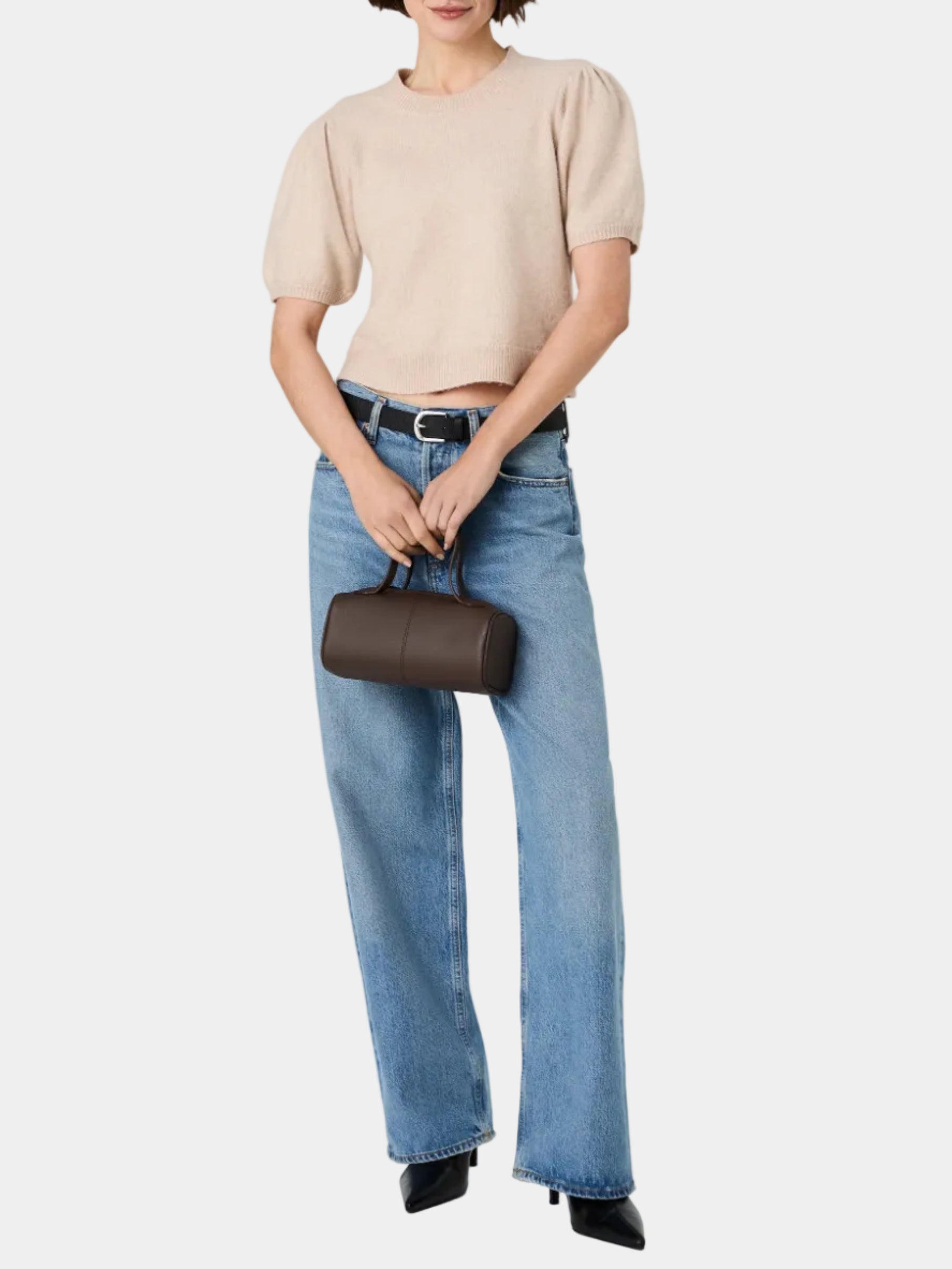French Connection Yulia Knit Puff Sleeve Top
