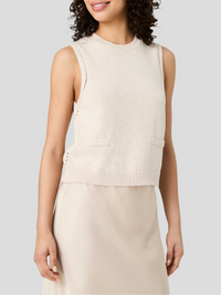 French Connection Mozart Sleeveless Pointelle Border Knit Top