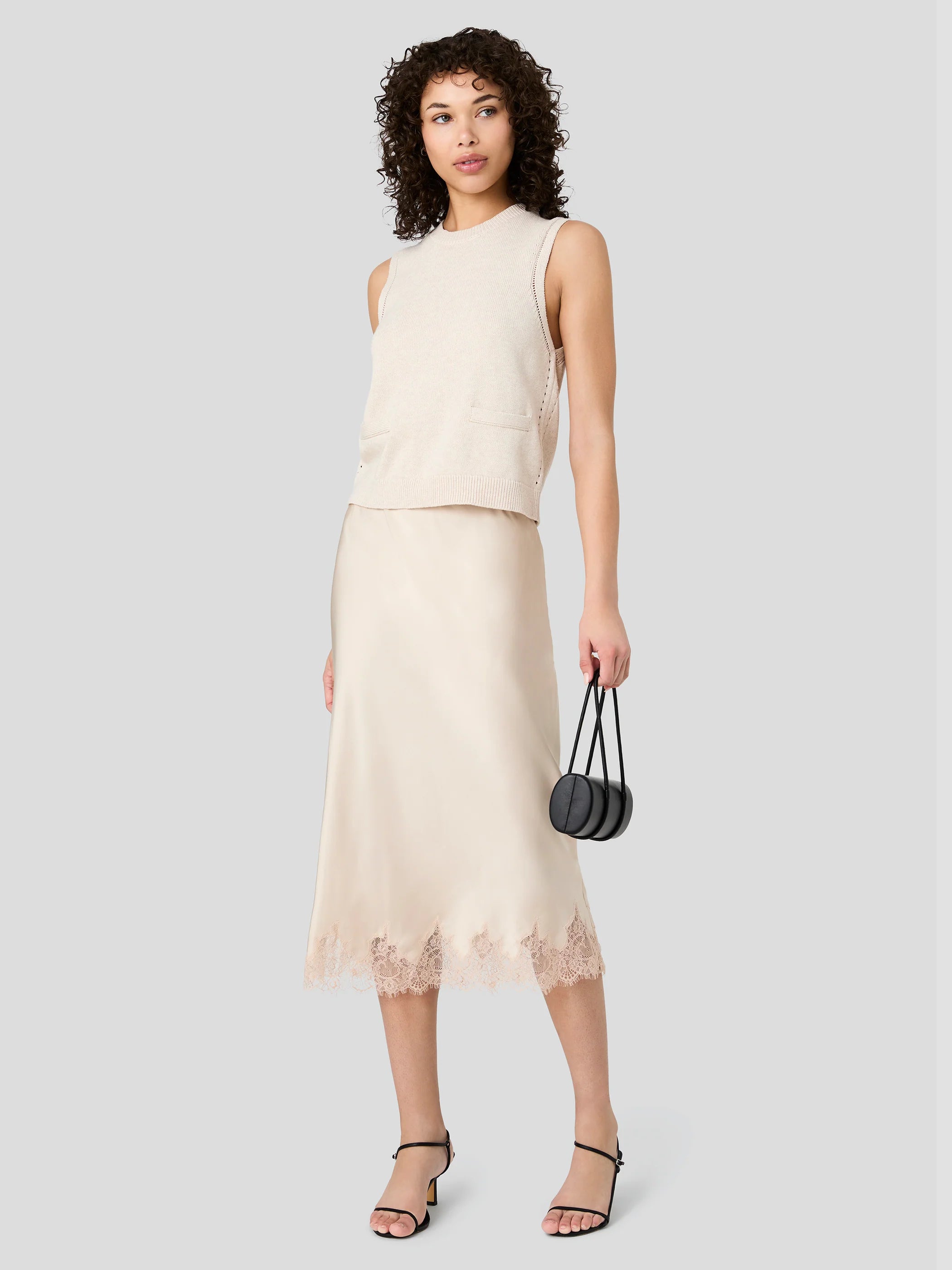 French Connection Mozart Sleeveless Pointelle Border Knit Top