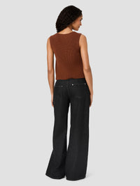French Connection Mozart V-Neck Rib Vest in Chestnut Brown