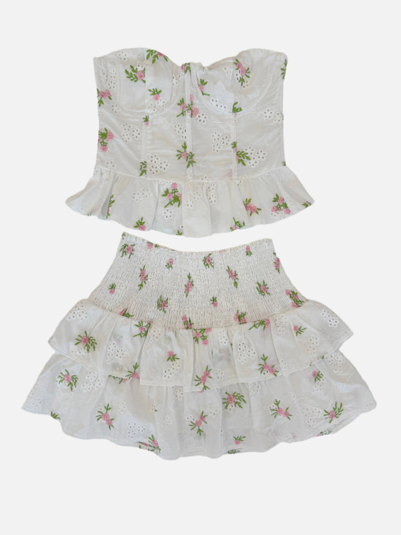 Venice Eyelet Top & Skirt Set