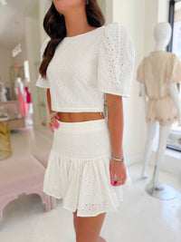 Emmett Eyelet Top & Mini Skirt Set