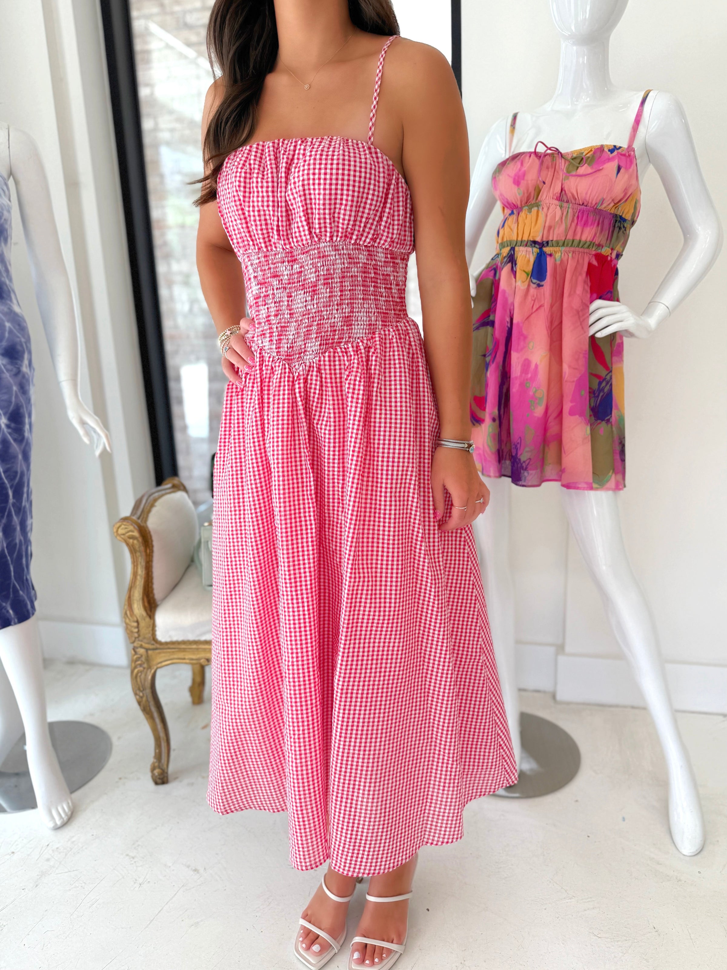 Isabella Gingham Midi Dress