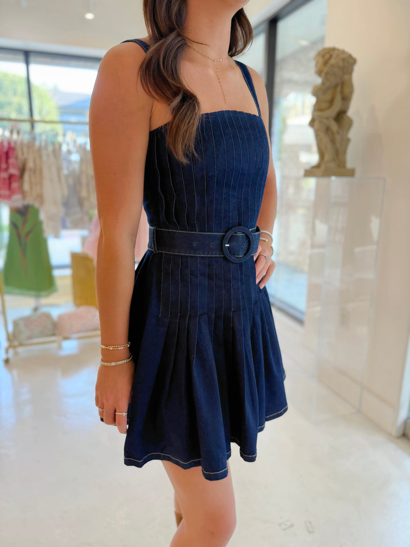 Kinsley Belted Pintuck Mini Dress