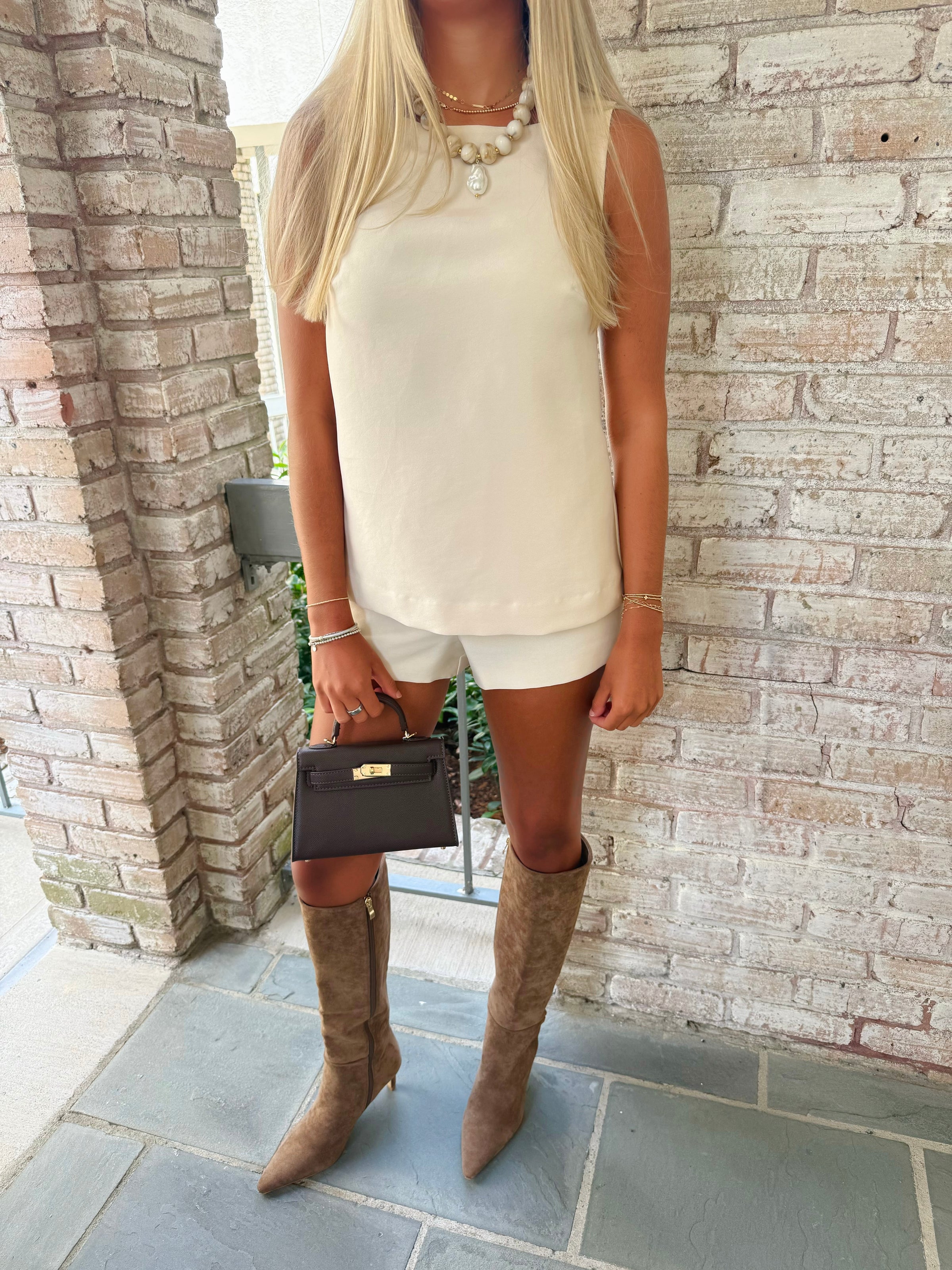 French Connection Structured Taffeta A-Line Top & Relaxed Shorts Set