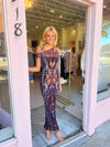 AFRM Biona Asymmetrical Maxi Dress in Placed Umber Snake