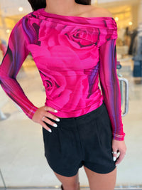 AFRM Barry Asymmetrical Top in Fuchsia Rose
