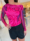 AFRM Barry Asymmetrical Top in Fuchsia Rose