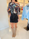 AFRM Barry Asymmetrical Long Sleeve Top in Feather Swirl
