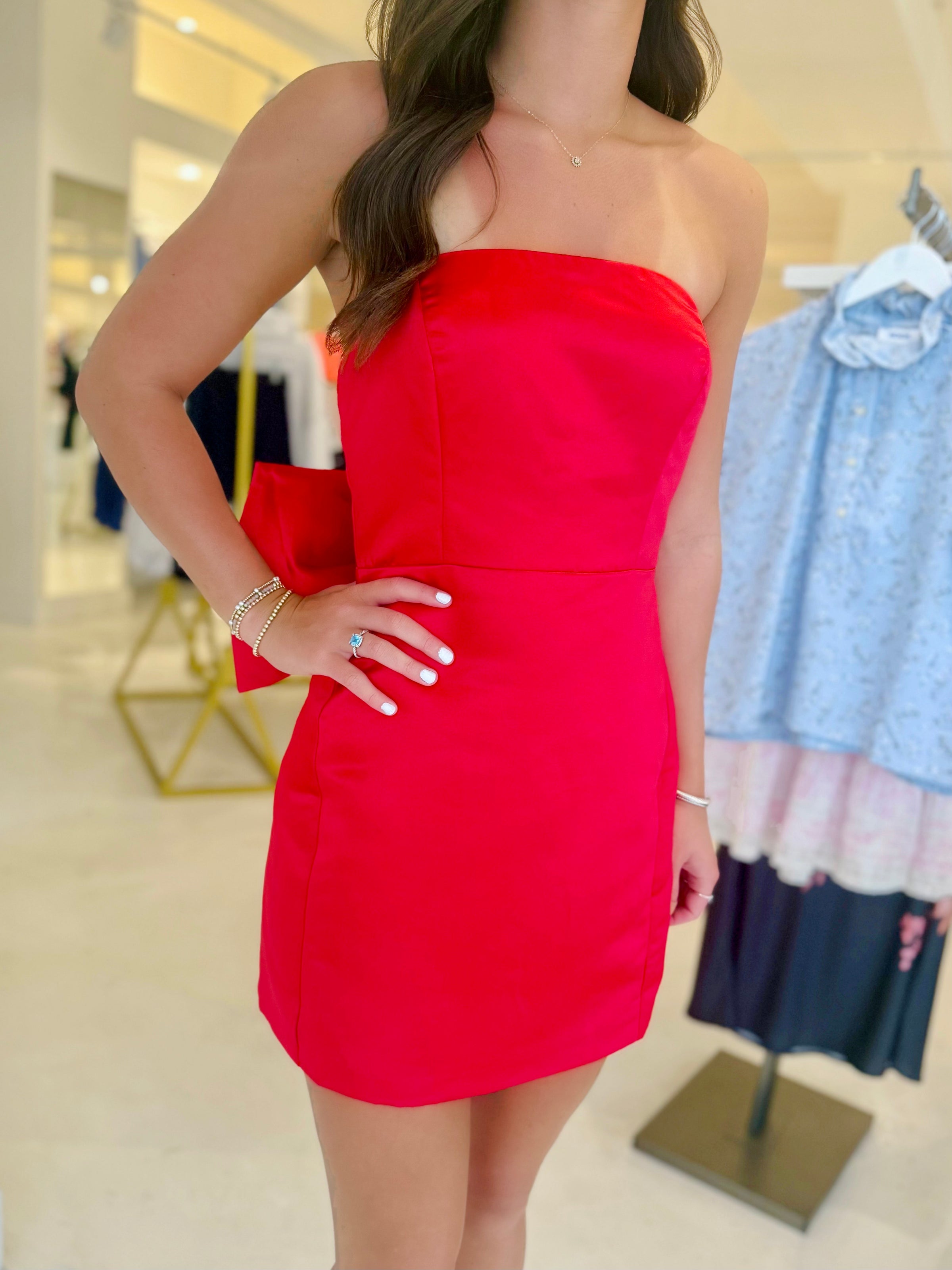 Melody Bow Back Taffeta Mini Dress