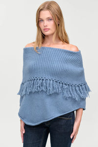 Frankies Bikinis Benny Knit Fringe Poncho