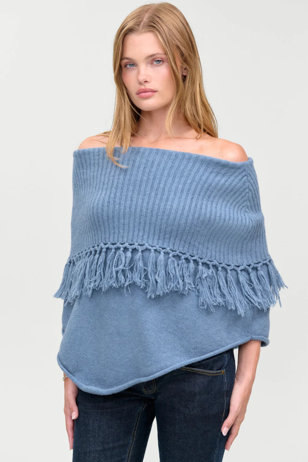 Frankies Bikinis Benny Knit Fringe Poncho