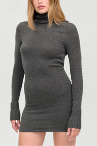 Frankies Bikinis Faith Cloudknit Turtleneck Dress in Winter Skies