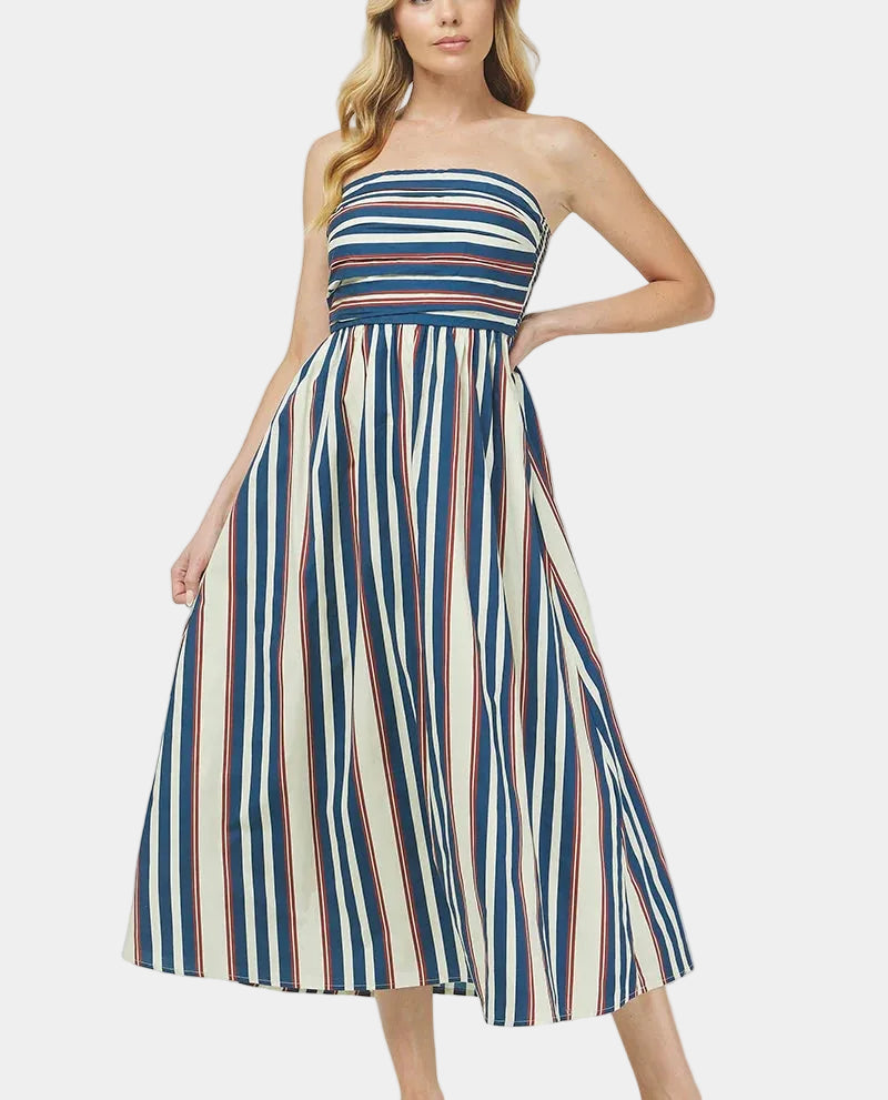 Baker Tube Striped Maxi Dress in Navy Multi