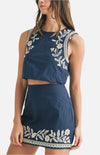 Andy Embroidered Crop Top and Mini Skirt Set