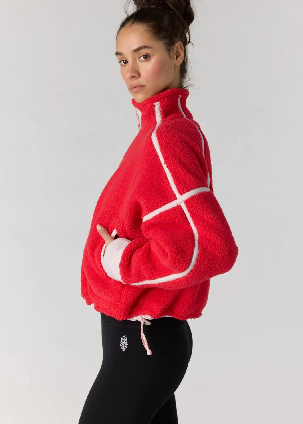 FP Movement Mountain High Half-Zip Fleece in Candy Apple/Pearl