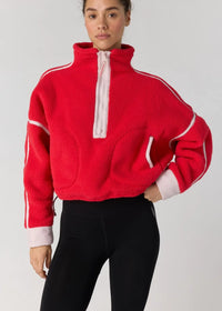 FP Movement Mountain High Half-Zip Fleece in Candy Apple/Pearl