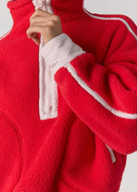 FP Movement Mountain High Half-Zip Fleece in Candy Apple/Pearl