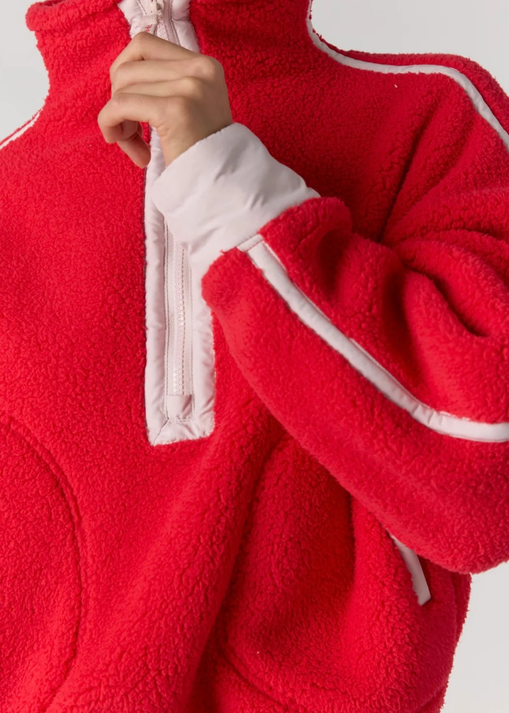 FP Movement Mountain High Half-Zip Fleece in Candy Apple/Pearl