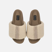 ROAM Fuzzy Stripe Stack Platform Slide Sandals