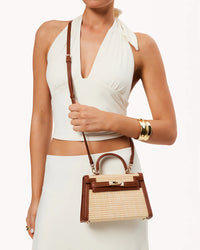 Billini Hariette Raffia Handle Bag in Natural Tan