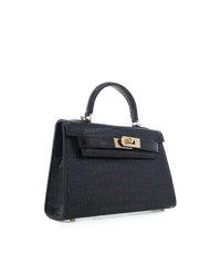Billini Hariette Handle Bag in Dark Cacao Croc