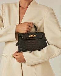Billini Hariette Handle Bag in Dark Cacao Croc