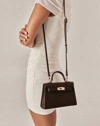 Billini Hariette Handle Bag in Chocolate Saffiano