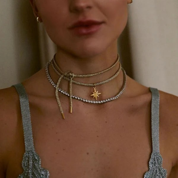 HART Star Compass Charm with Gold Lurex Necklace Cord